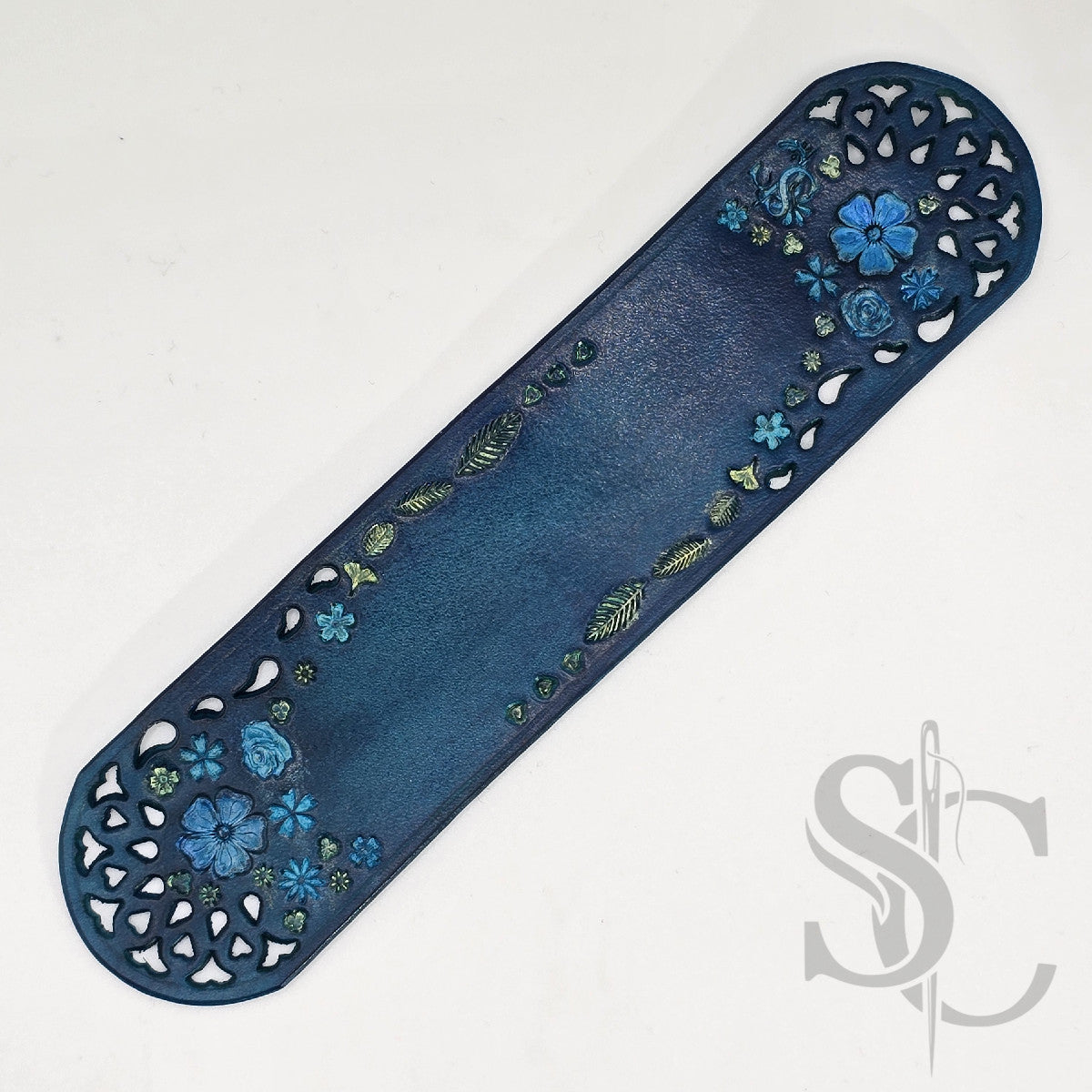 Marque page fleur bleu