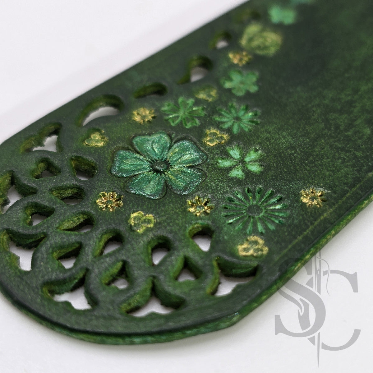 Marque page fleur vert