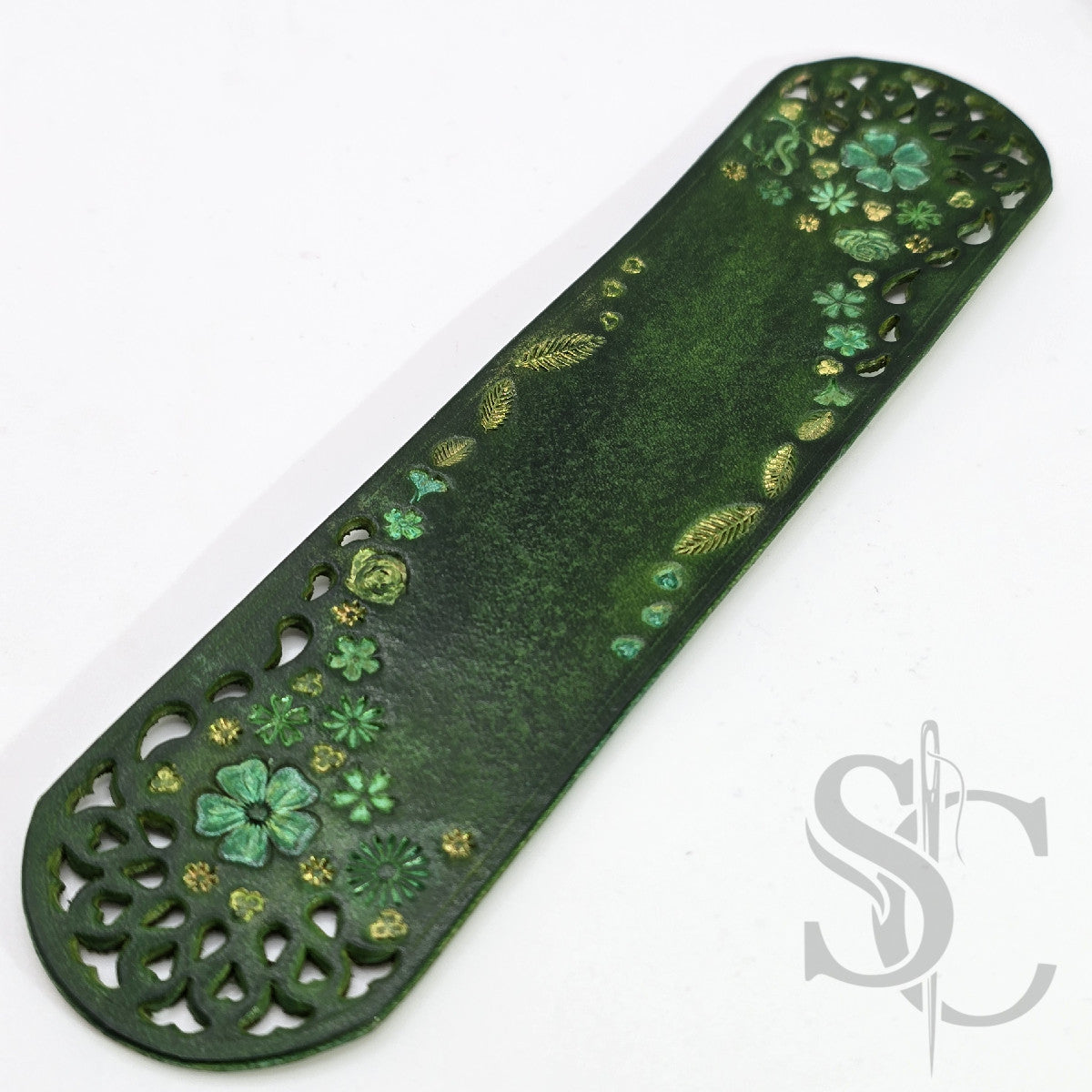 Marque page fleur vert