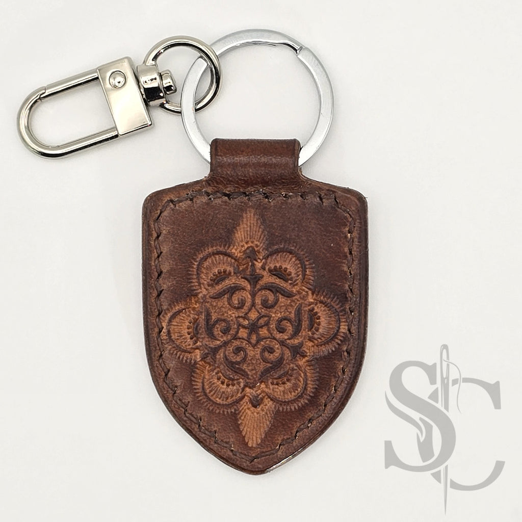 Porte-Clés Écusson "Personnalisable" - Cuir Brun