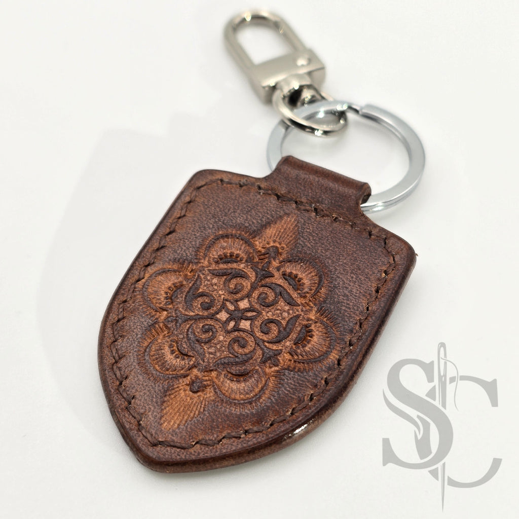 Porte-Clés Écusson "Personnalisable" - Cuir Brun