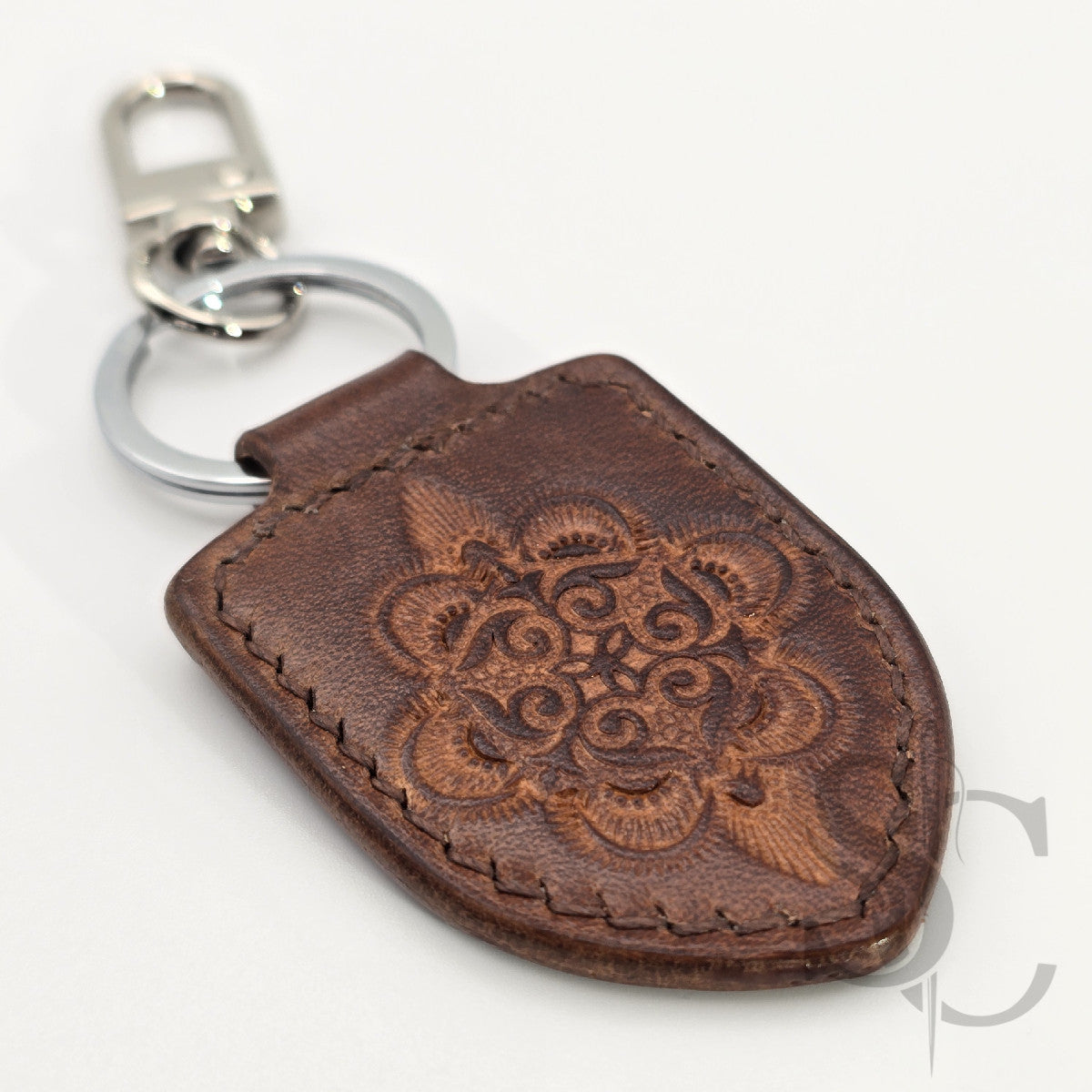 Porte-Clés Écusson "Personnalisable" - Cuir Brun