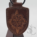 Porte-Clés Écusson "Personnalisable" - Cuir Brun
