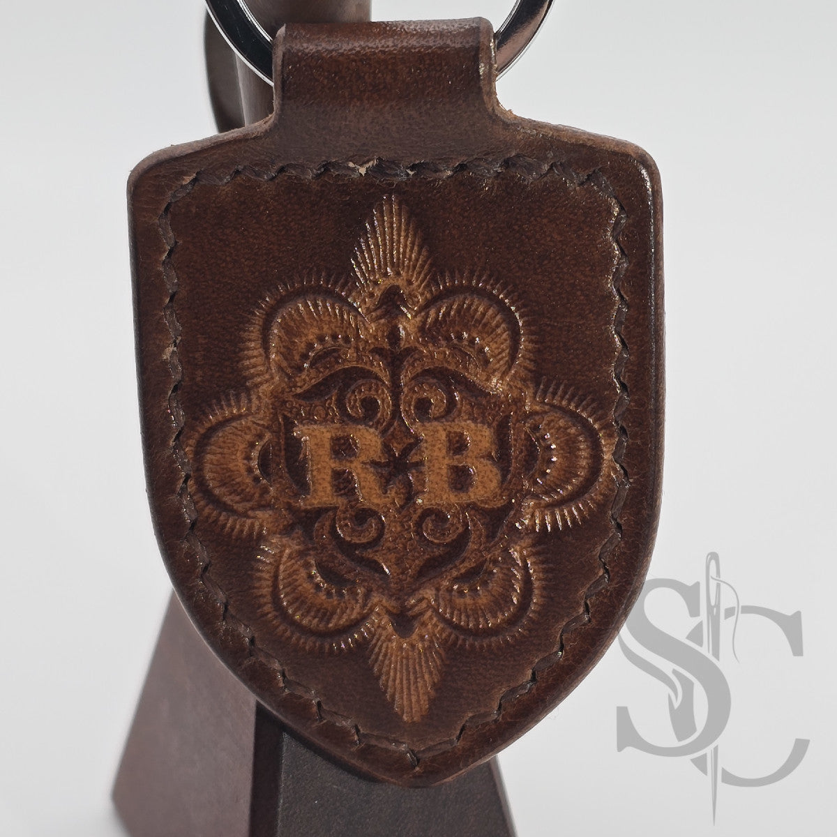 Porte-Clés Écusson "Personnalisable" - Cuir Brun