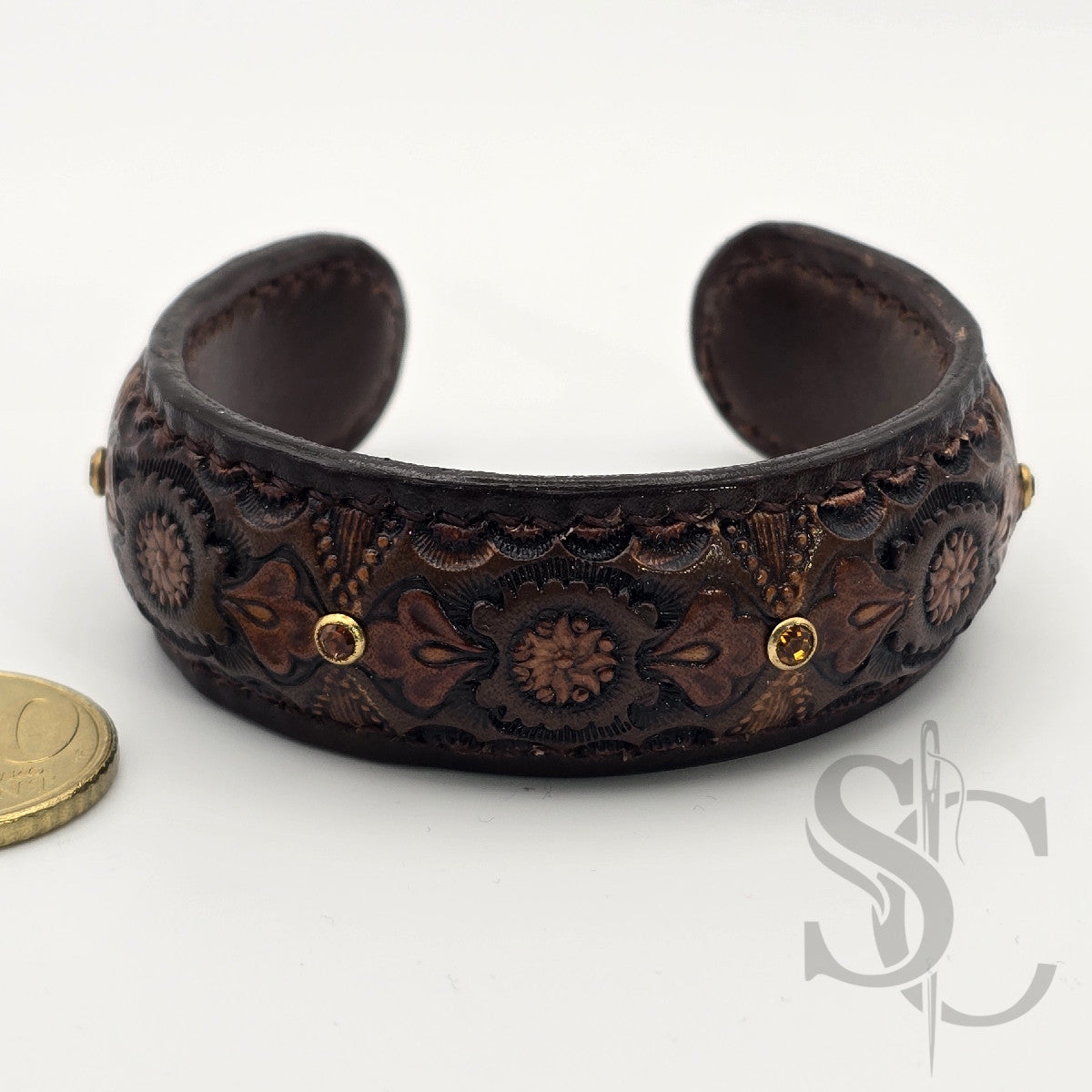 Bracelet Manchette "Strass et fleurs"