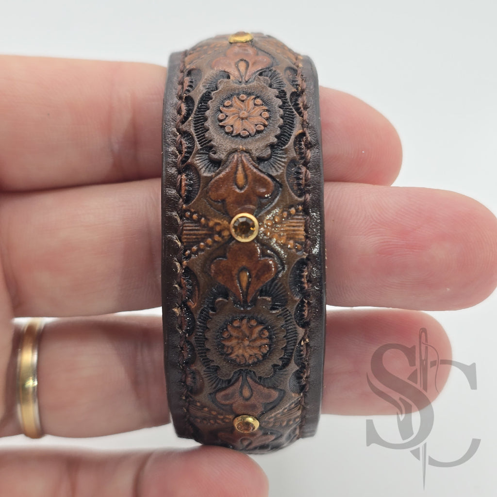 Bracelet Manchette "Strass et fleurs"
