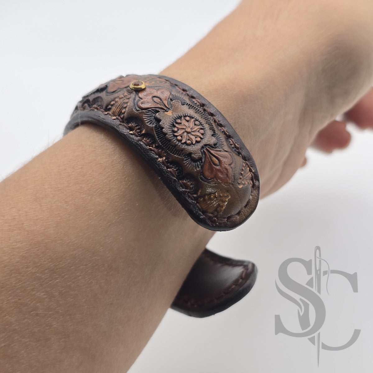 Bracelet Manchette "Strass et fleurs"