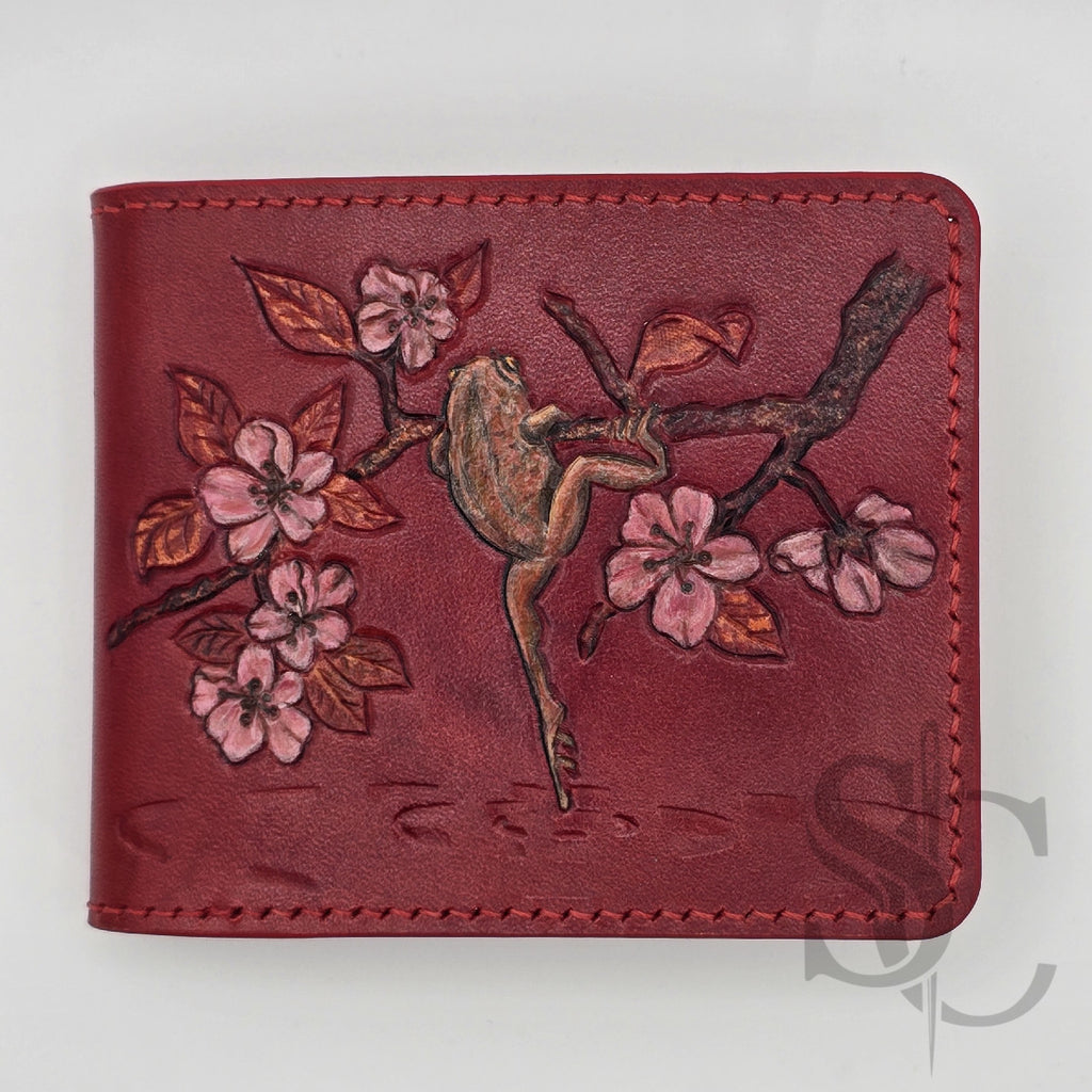Portefeuille "Grenouille Fleurie" - Cuir Rouge Passion