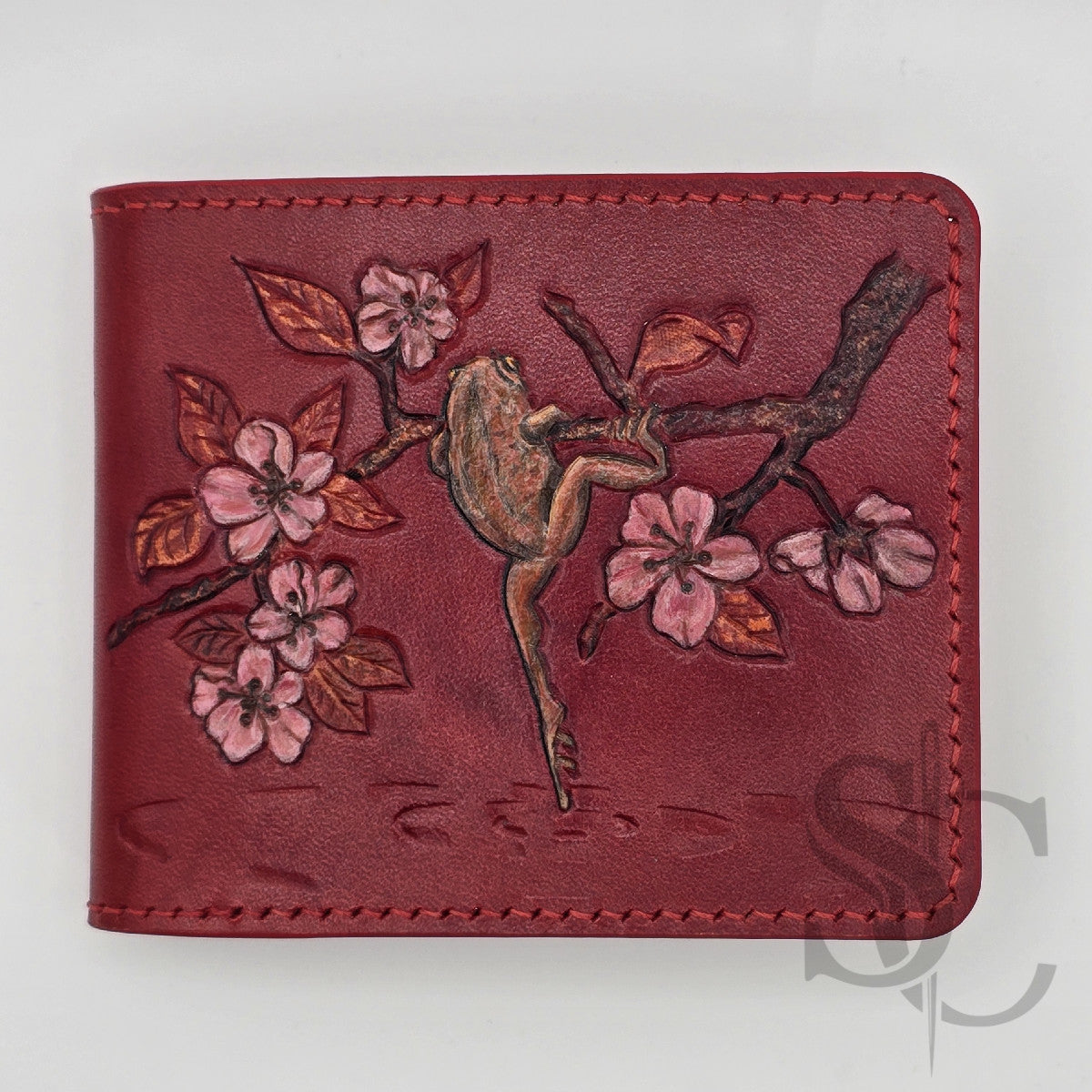 Portefeuille "Grenouille Fleurie" - Cuir Rouge Passion