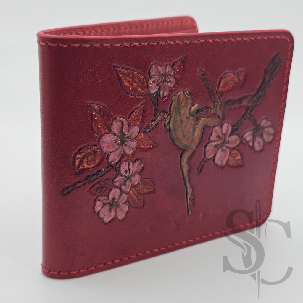 Portefeuille "Grenouille Fleurie" - Cuir Rouge Passion