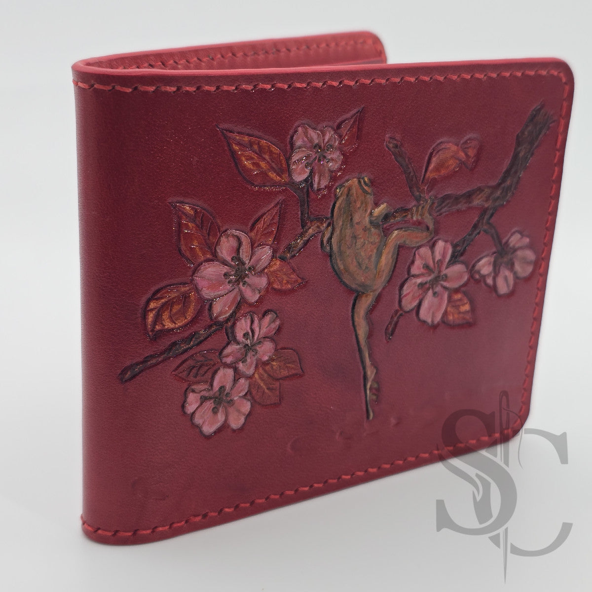 Portefeuille "Grenouille Fleurie" - Cuir Rouge Passion
