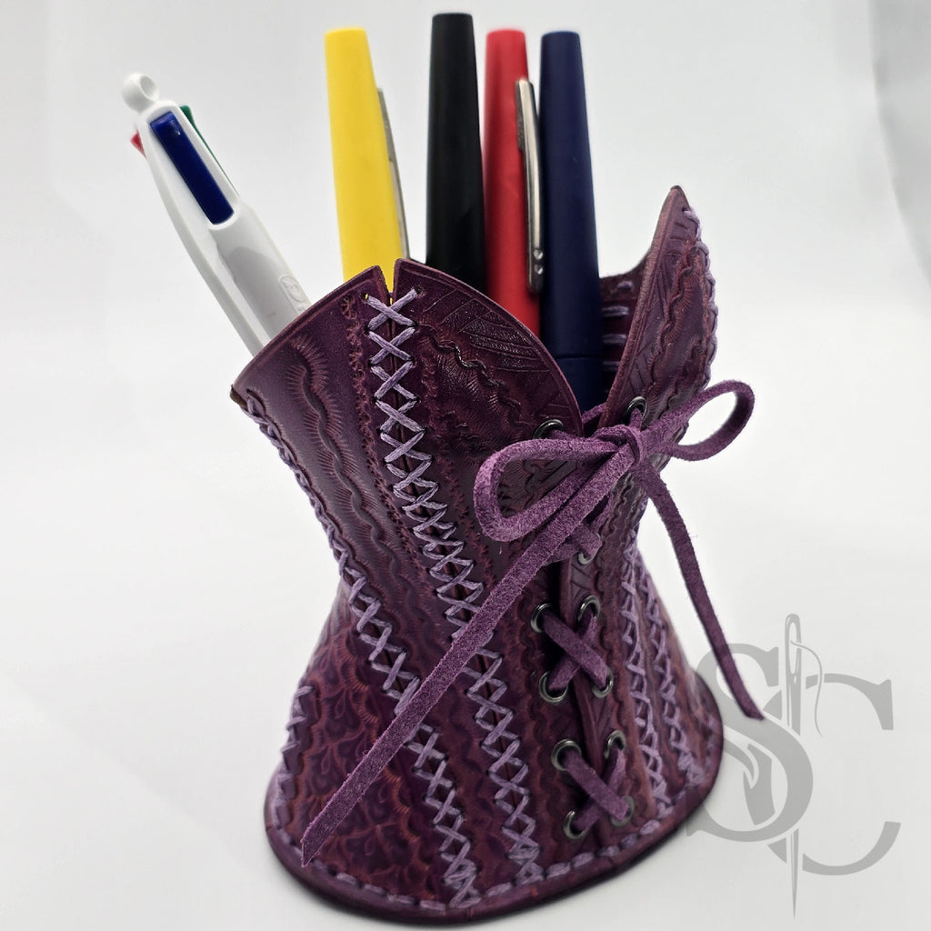 Porte-Crayons "Corset Baroque" - Violet Pourpre