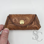 Porte-Monnaie "Rêve de fleurs" - Cuir Cognac
