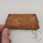 Porte-Monnaie "Rêve de fleurs" - Cuir Cognac