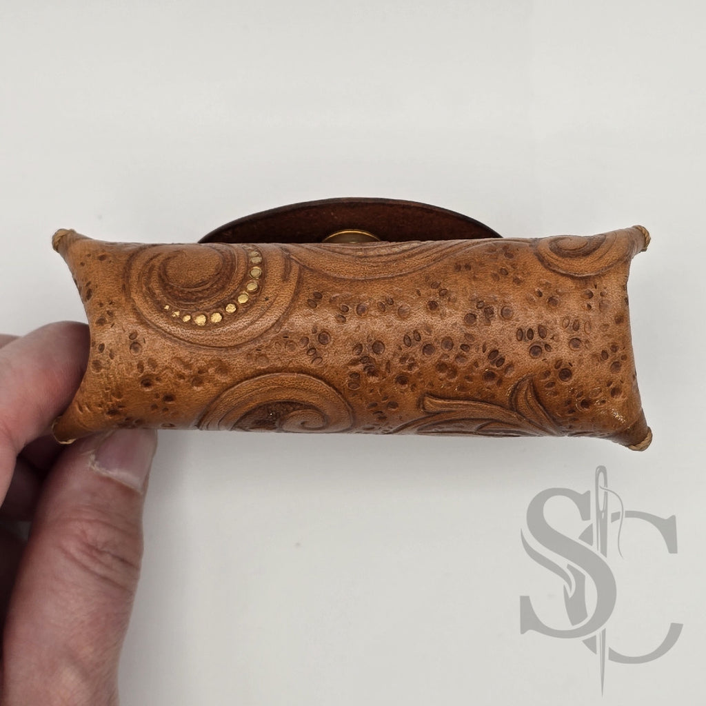 Porte-Monnaie "Rêve de fleurs" - Cuir Cognac