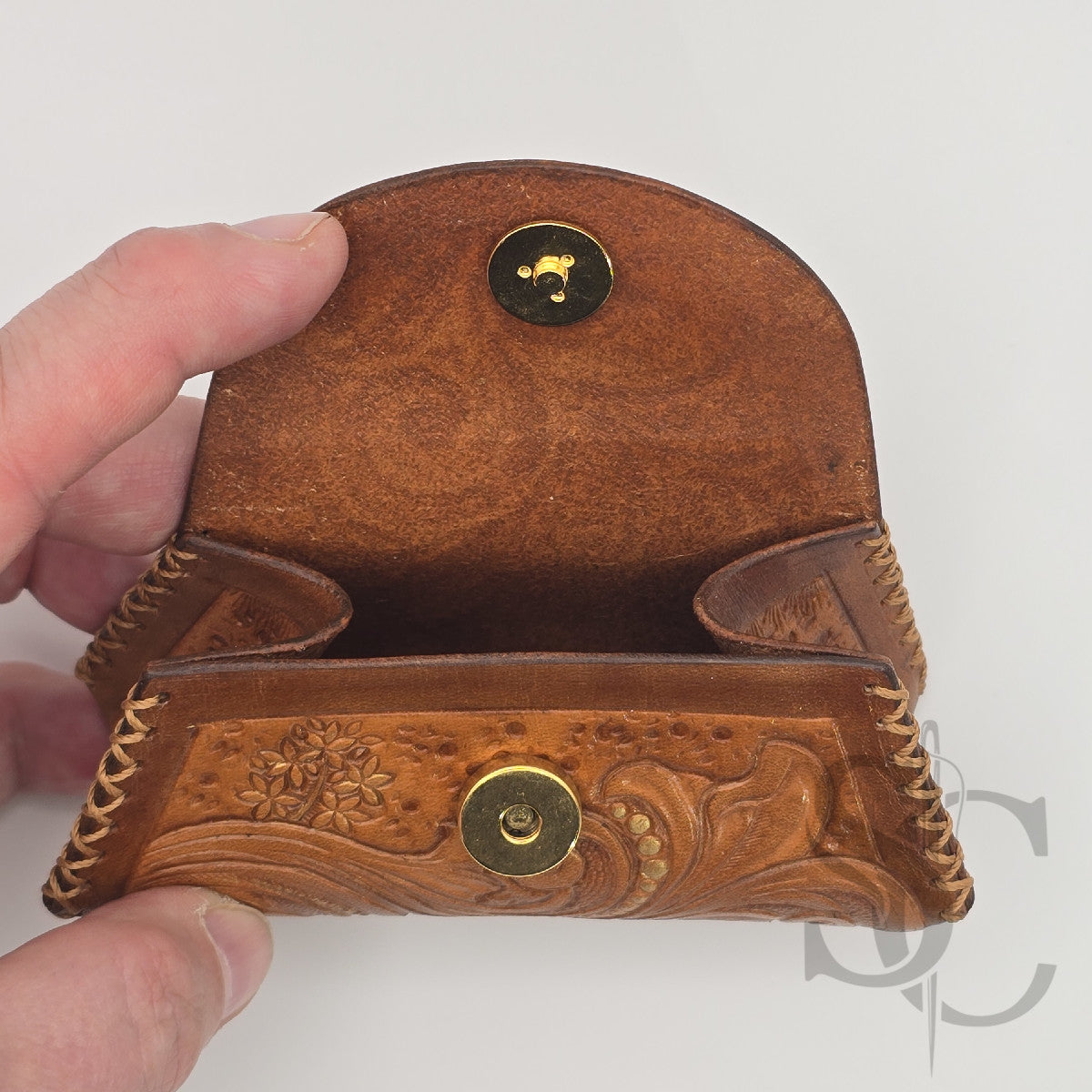 Porte-Monnaie "Rêve de fleurs" - Cuir Cognac