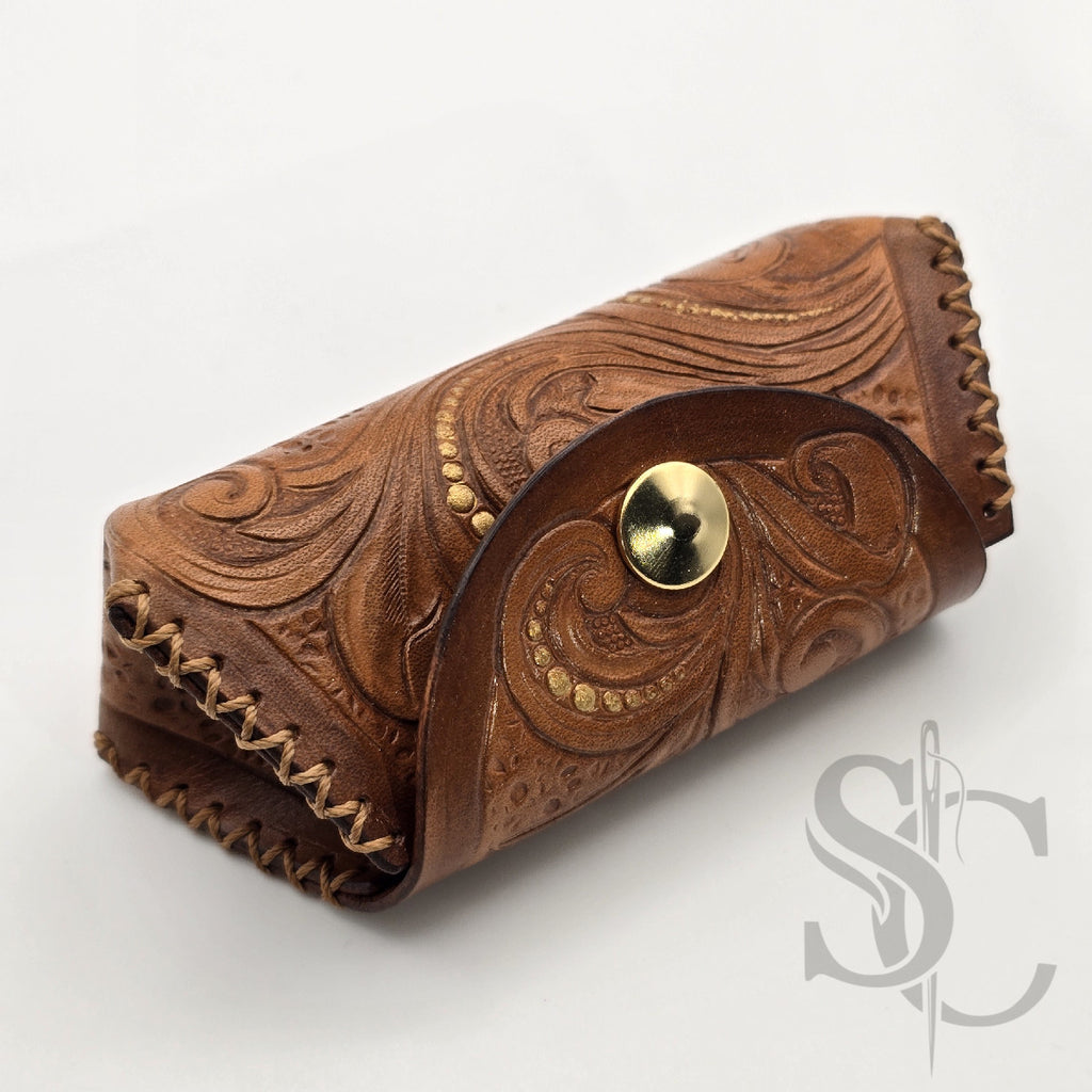 Porte-Monnaie "Rêve de fleurs" - Cuir Cognac
