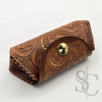 Porte-Monnaie "Rêve de fleurs" - Cuir Cognac