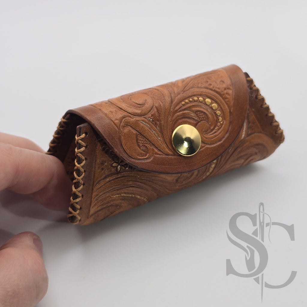 Porte-Monnaie "Rêve de fleurs" - Cuir Cognac