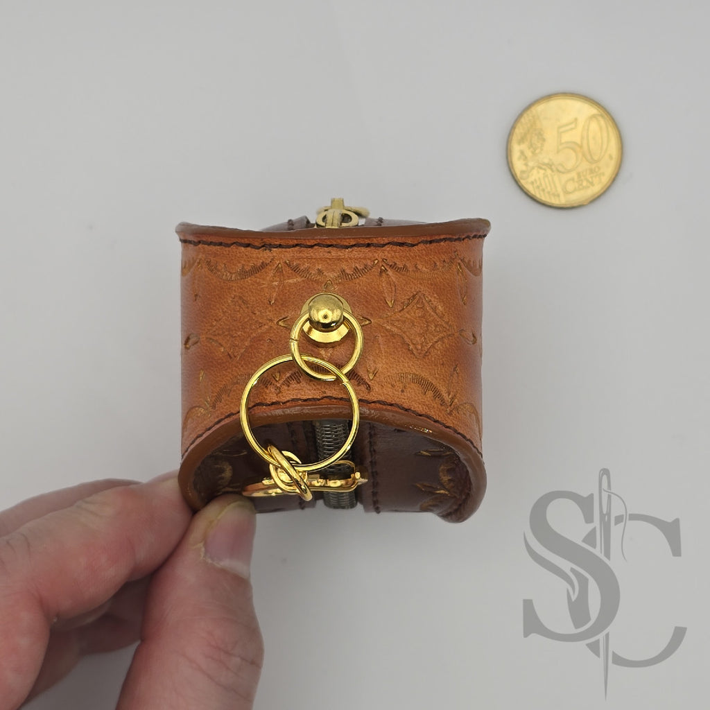 Porte-Monnaie rond "Goutte Nomade" - Cuir Cognac