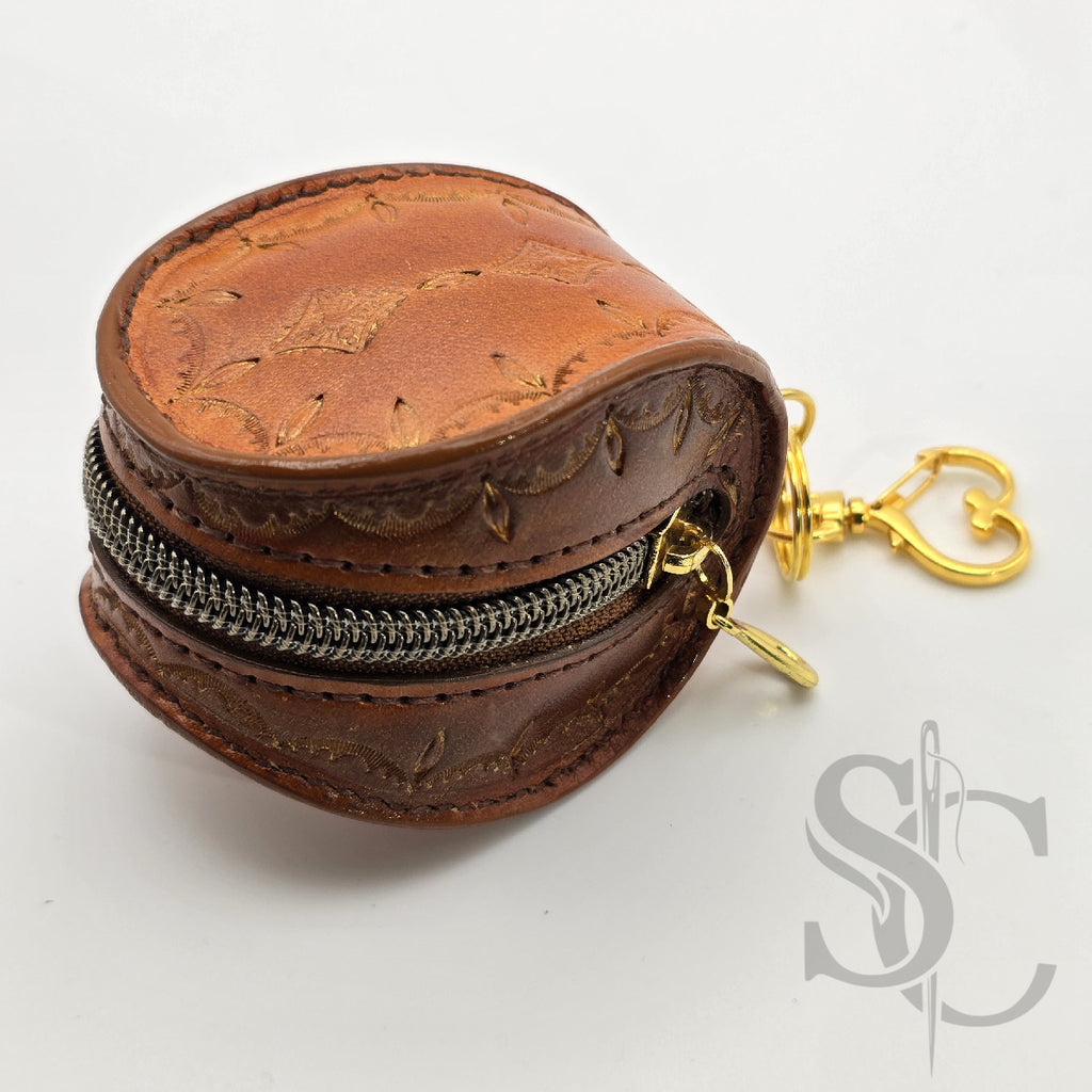 Porte-Monnaie rond "Goutte Nomade" - Cuir Cognac