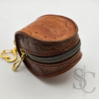 Porte-Monnaie rond "Goutte Nomade" - Cuir Cognac