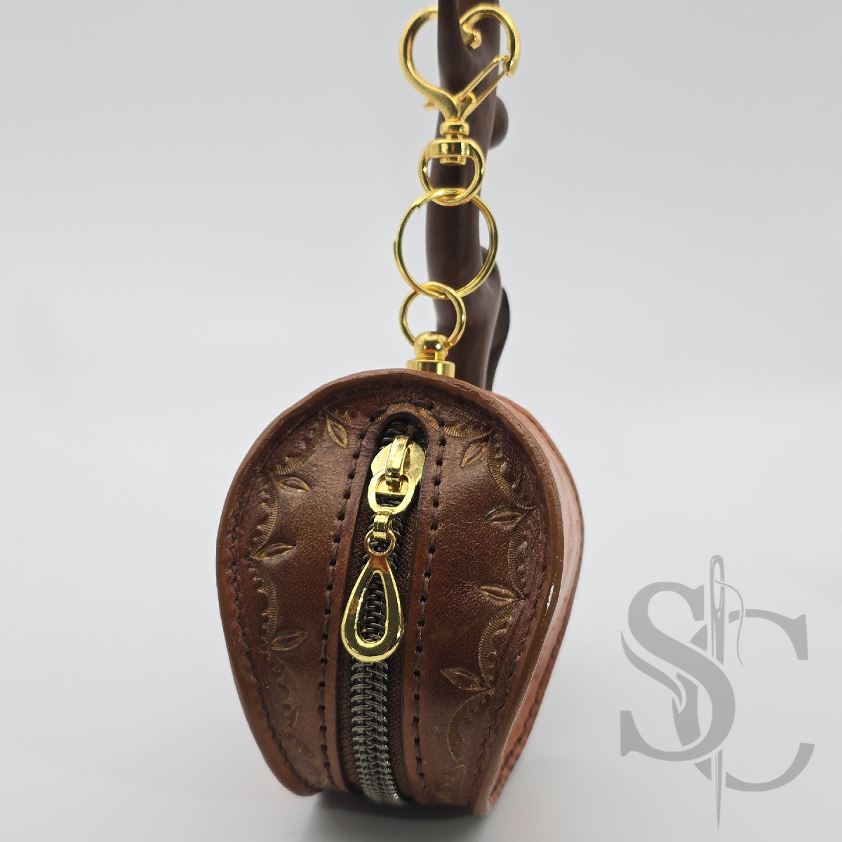 Porte-Monnaie rond "Goutte Nomade" - Cuir Cognac