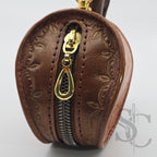 Porte-Monnaie rond "Goutte Nomade" - Cuir Cognac