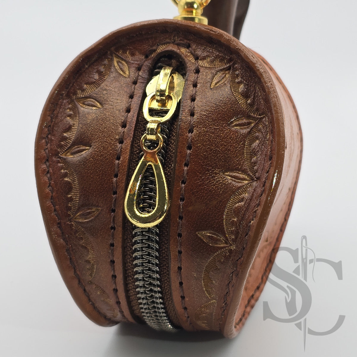 Porte-Monnaie rond "Goutte Nomade" - Cuir Cognac