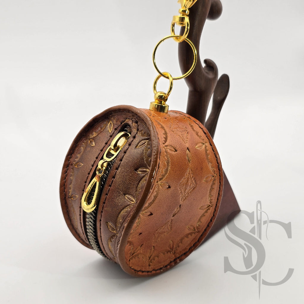 Porte-Monnaie rond "Goutte Nomade" - Cuir Cognac