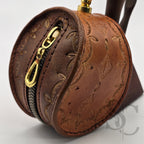 Porte-Monnaie rond "Goutte Nomade" - Cuir Cognac