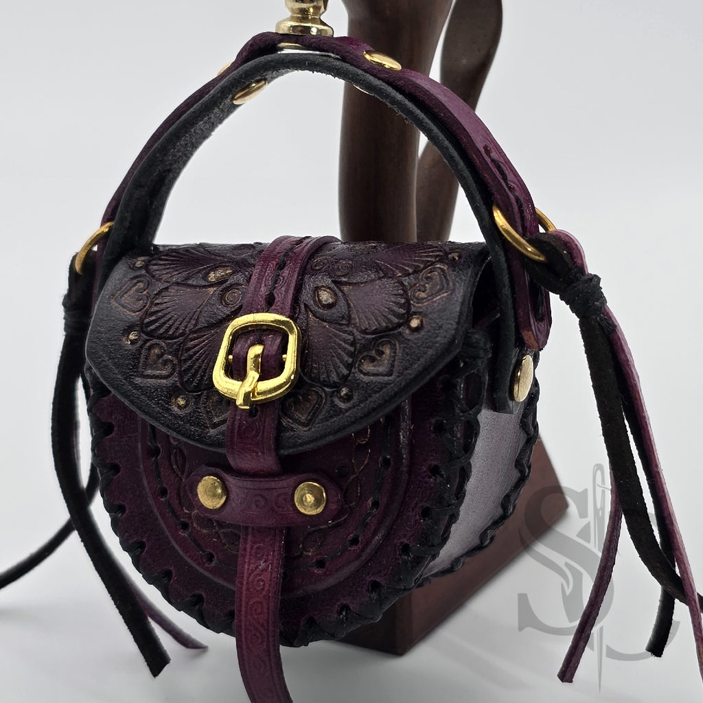 Porte-Clés Mini-Sac "Bohème pourpre" - Pourpre & Or