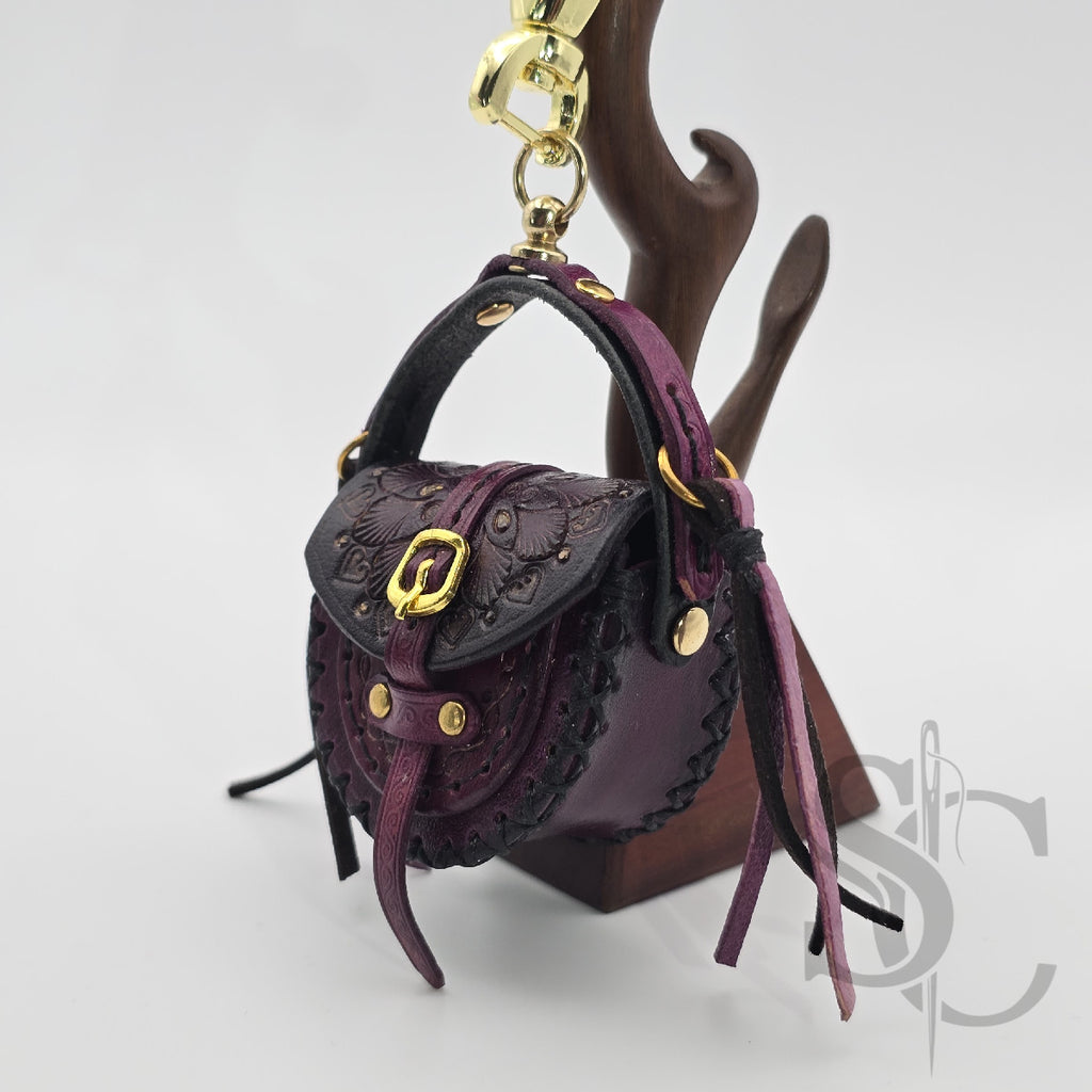 Porte-Clés Mini-Sac "Bohème pourpre" - Pourpre & Or