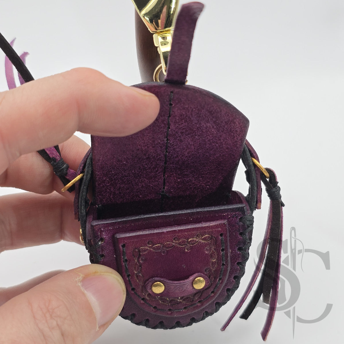 Porte-Clés Mini-Sac "Bohème pourpre" - Pourpre & Or