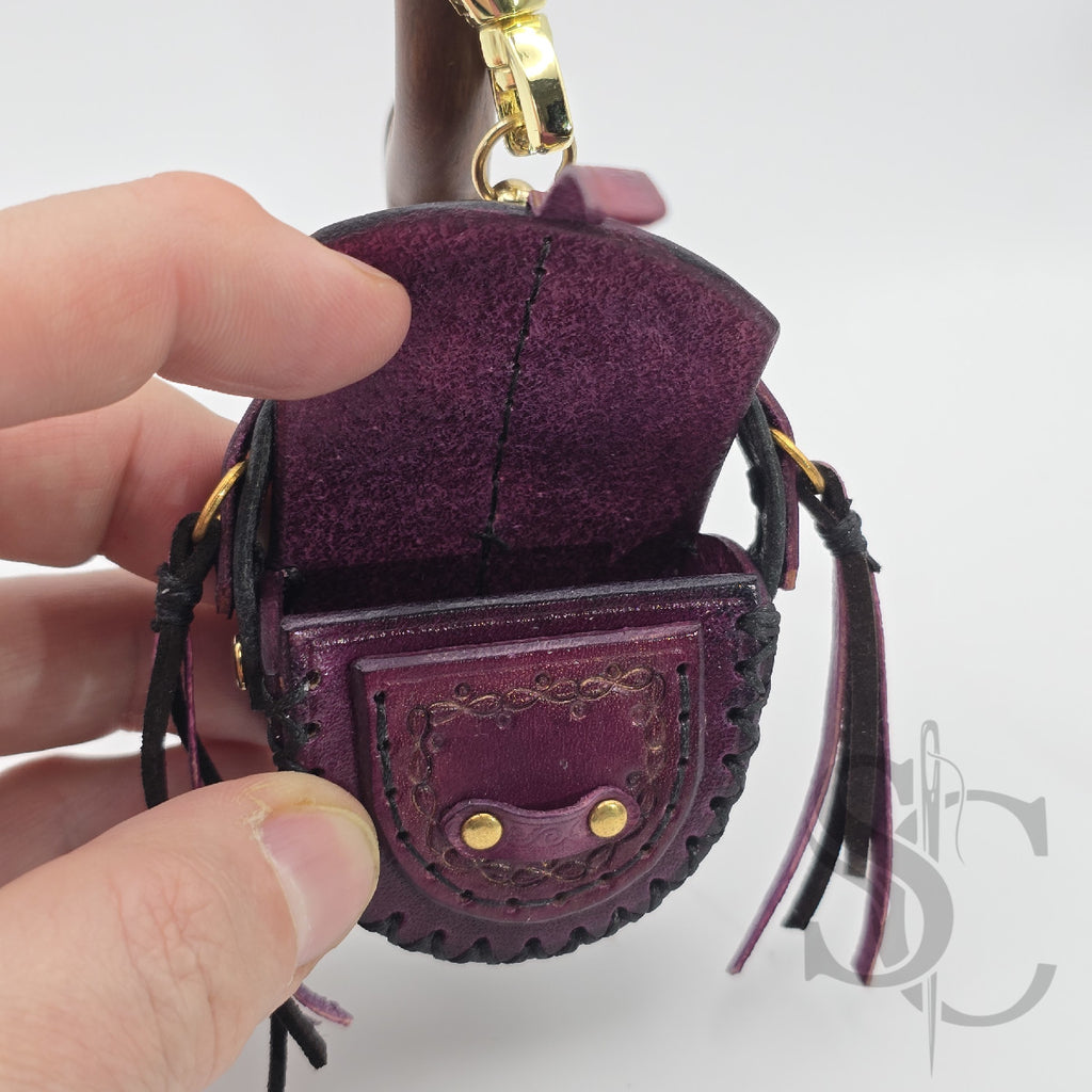 Porte-Clés Mini-Sac "Bohème pourpre" - Pourpre & Or