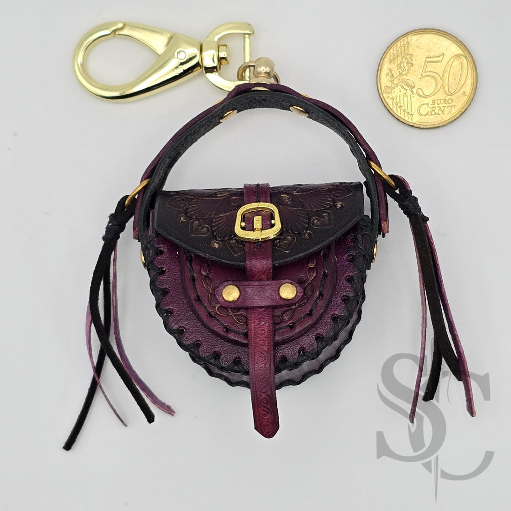 Porte-Clés Mini-Sac "Bohème pourpre" - Pourpre & Or