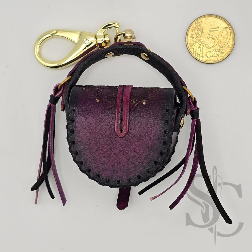 Porte-Clés Mini-Sac "Bohème pourpre" - Pourpre & Or