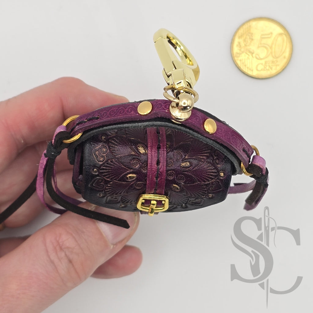 Porte-Clés Mini-Sac "Bohème pourpre" - Pourpre & Or