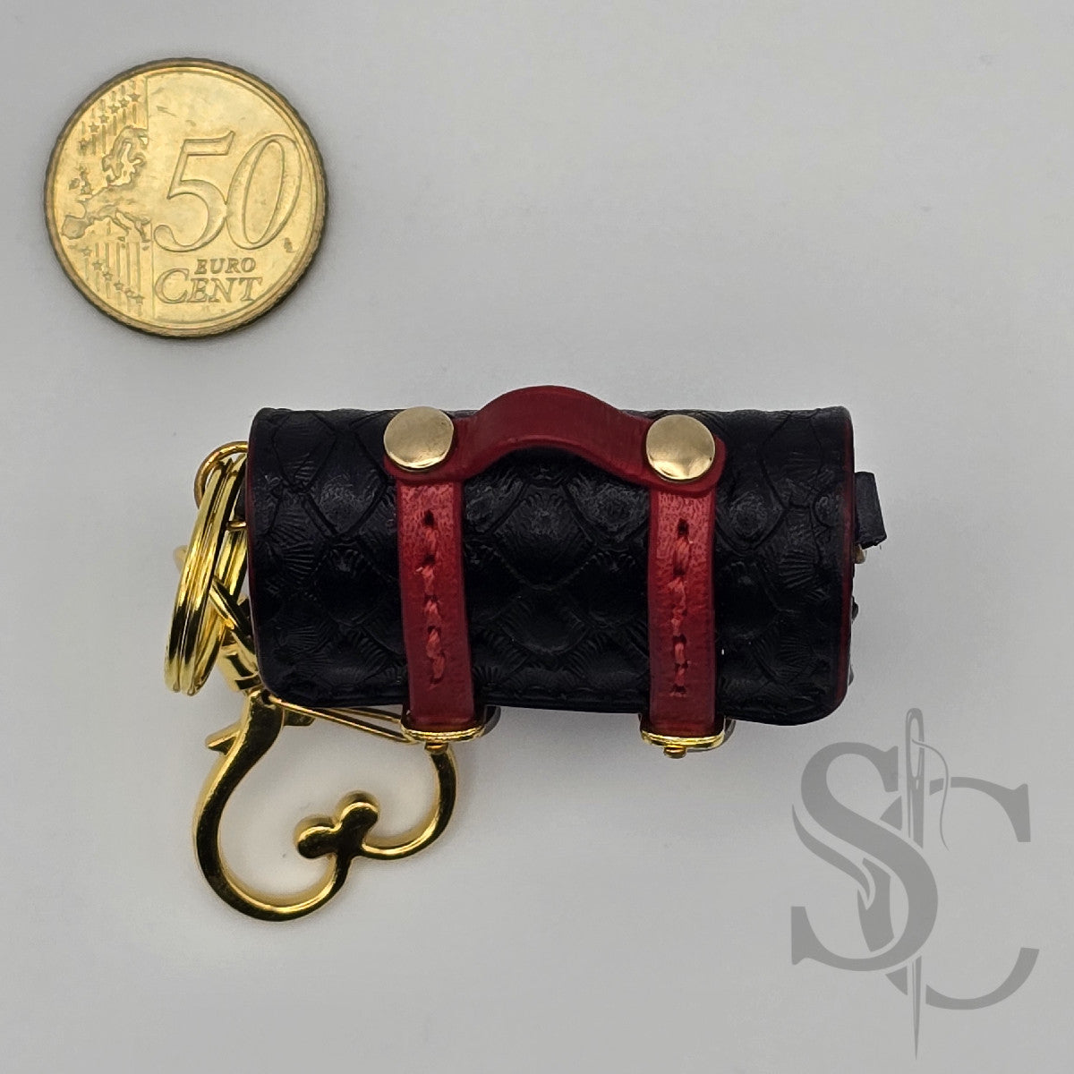 Porte-Clés Mini Cartable - Noir & Rouge Intense