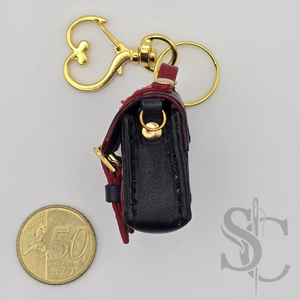 Porte-Clés Mini Cartable - Noir & Rouge Intense