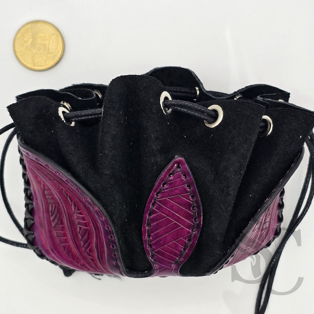 Bourse en cuir "Comme une fleur"