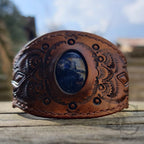 Bracelet en cuir avec sodalite sertie