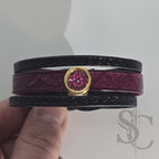 Bracelet 3 brins violet et doré