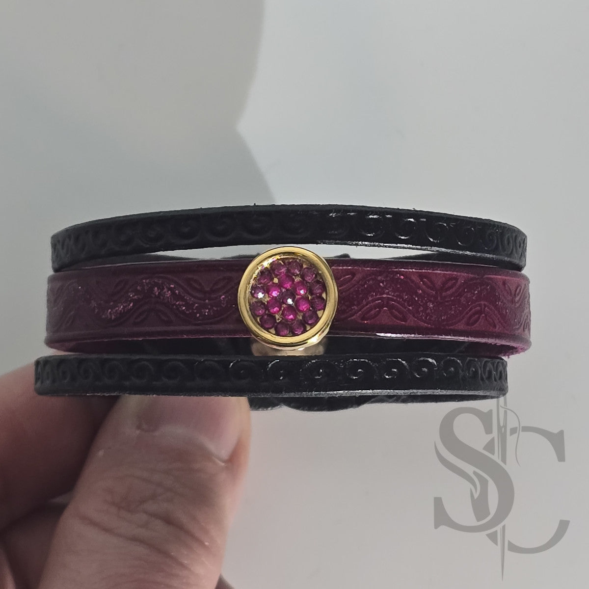 Bracelet 3 brins violet et doré
