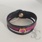 Bracelet 3 brins violet et doré