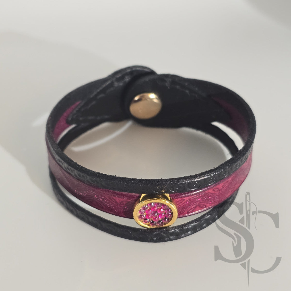 Bracelet 3 brins violet et doré