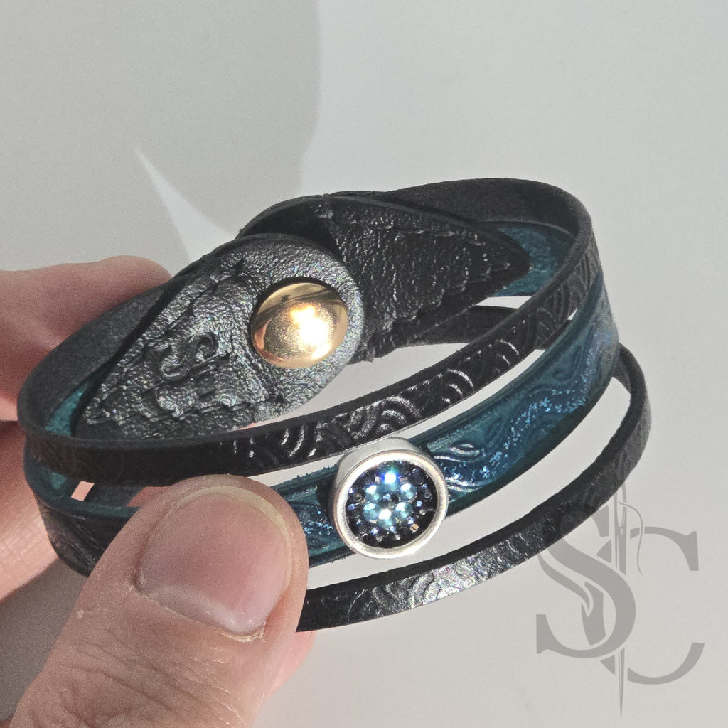 Bracelet 3 brins bleu et argenté