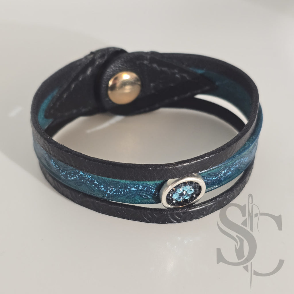 Bracelet 3 brins bleu et argenté