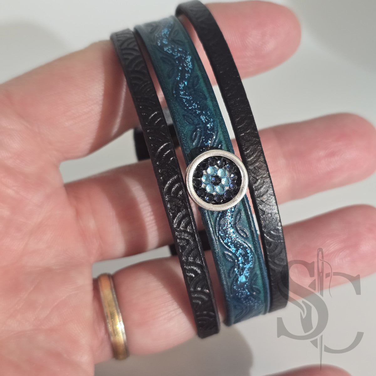 Bracelet 3 brins bleu et argenté