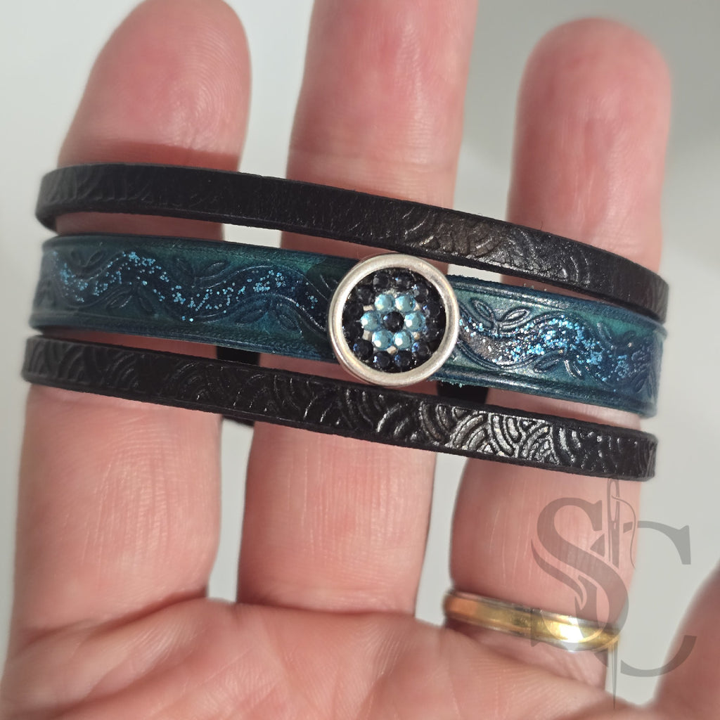 Bracelet 3 brins bleu et argenté